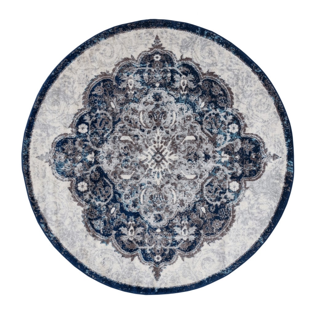 Power Loomed Geometric Stain Resistant Area Rug - 6' Round