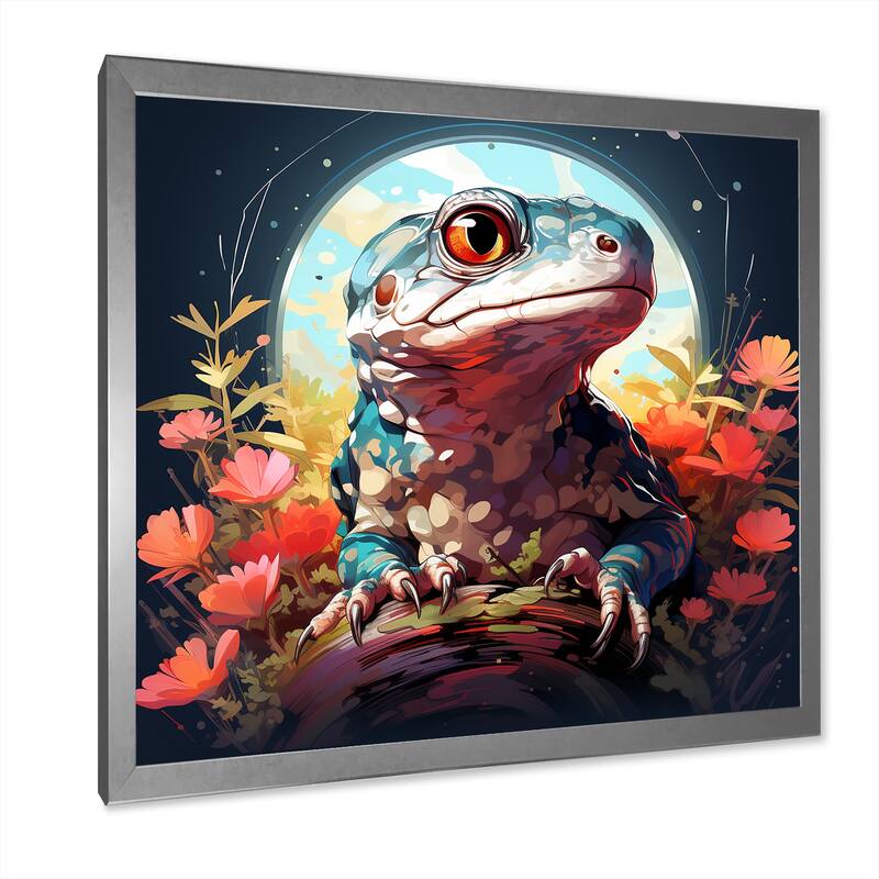 Designart "Salamander Reptile Portrait II" Reptile/Amphibian Wall Decor Pink Modern Entryway Framed Wall Art