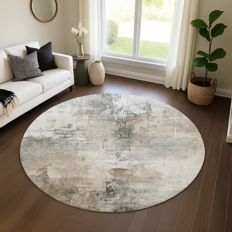Premium Washable Super Soft Abstract Modern Mayfield Rug - Ivory - 8' x 8'