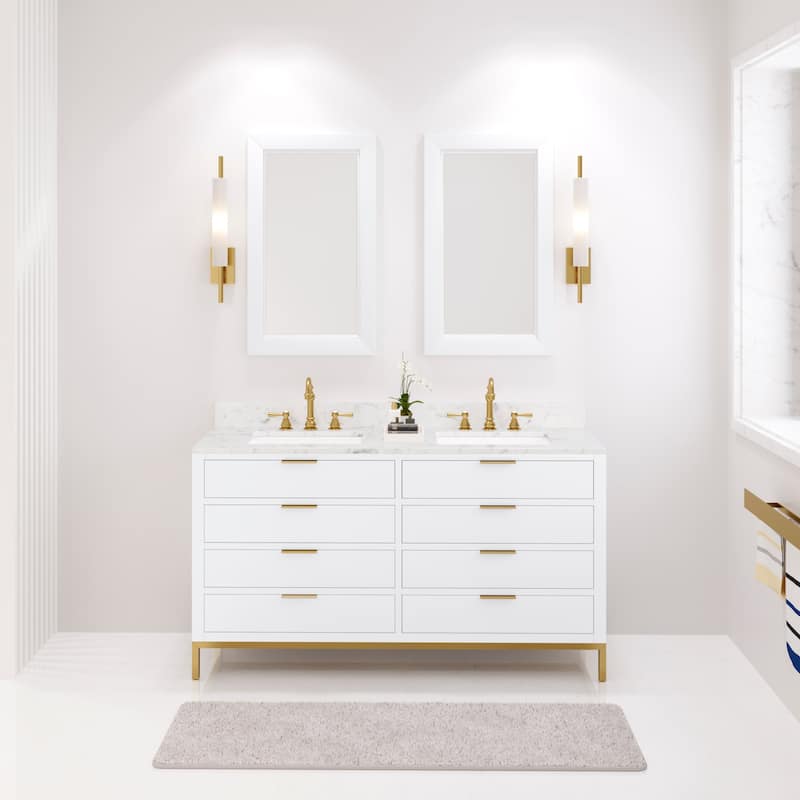 Bristol Carrara White Marble Countertop Vanity with Mirror