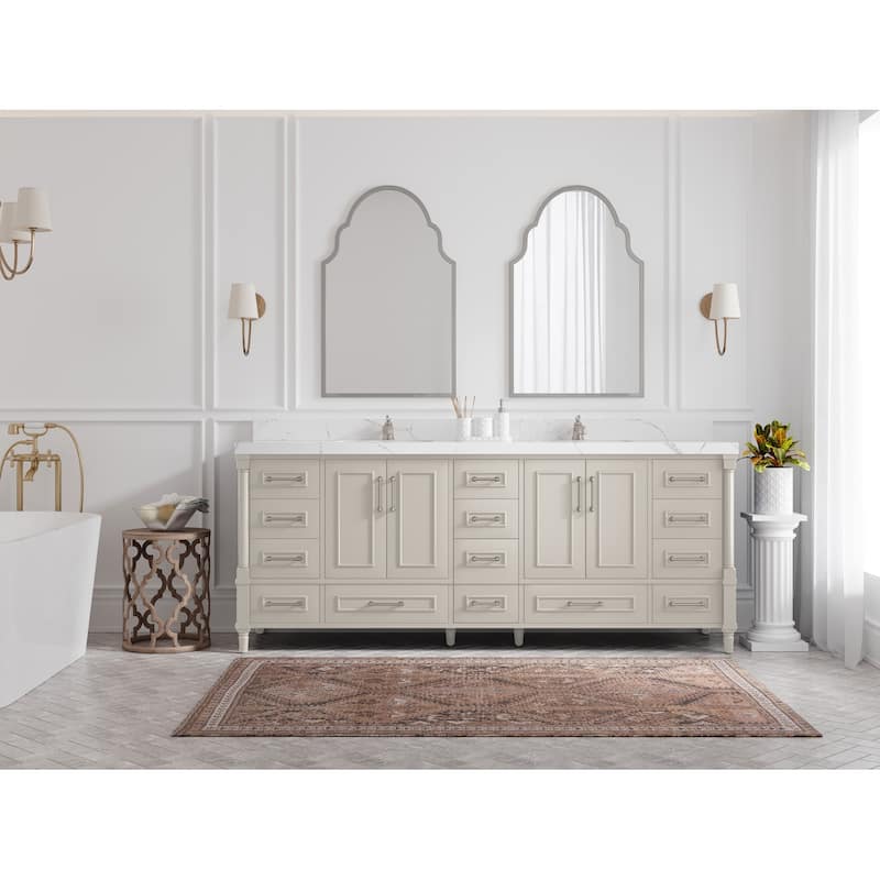 Willow Collections 84 in. W x 22 in. D Aberdeen Double Bowl Sink Bathroom Vanity with Countertop