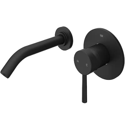 VIGO Olus 5" H Single Handle Wall Mount Bathroom Faucet in Matte Black