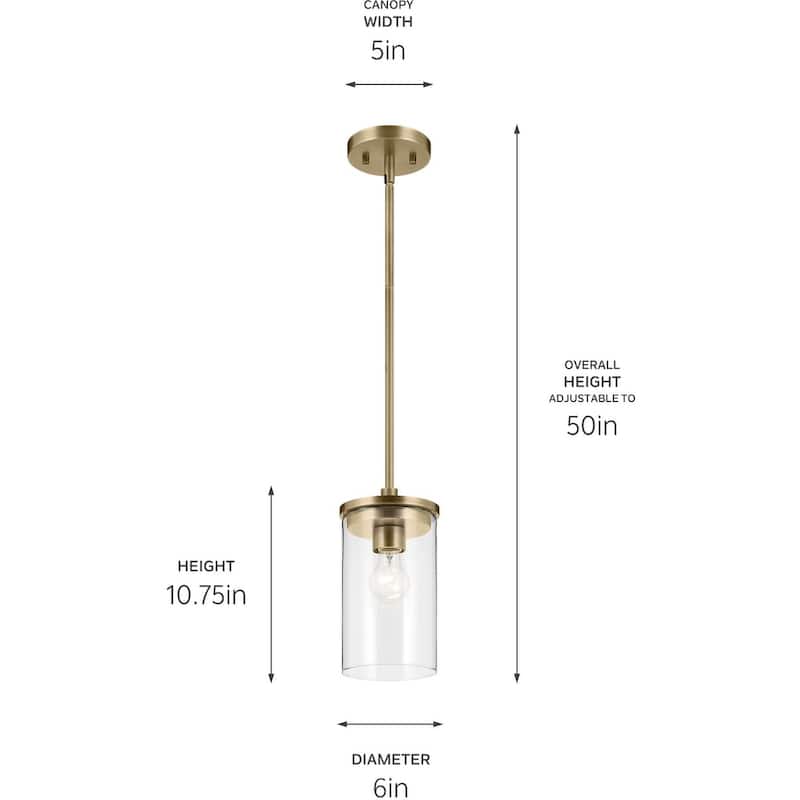 Kichler Crosby Single Light 6" Wide Mini Pendant with Clear Glass