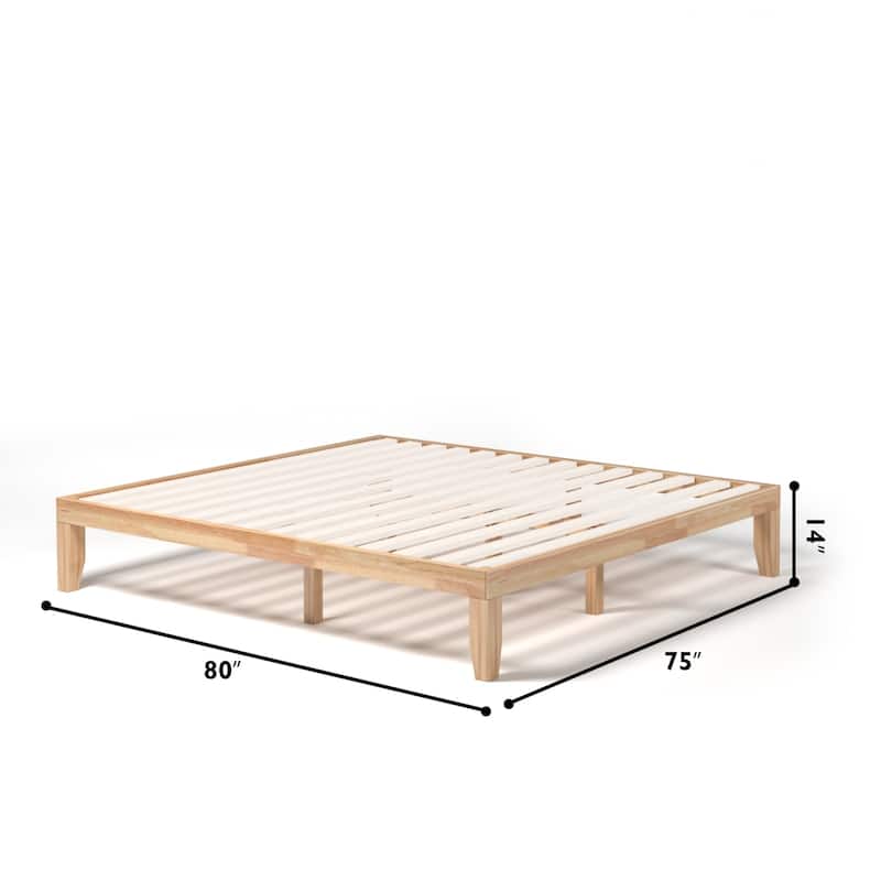 Costway King Size 14'' Wooden Bed Frame Mattress Platform Wood Slats