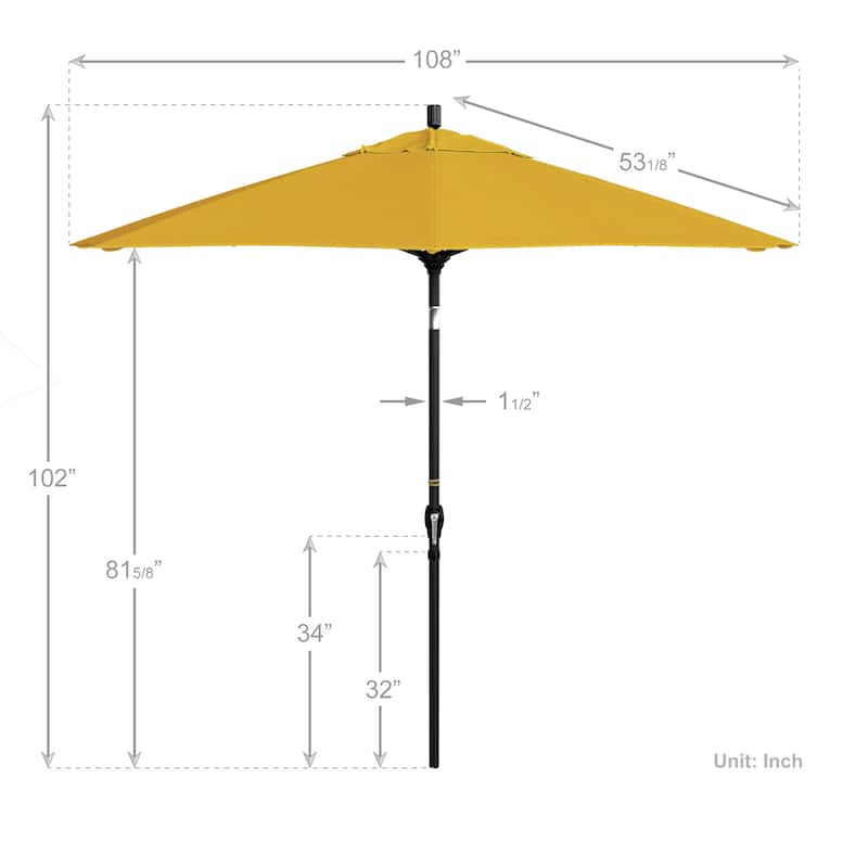 California Umbrella 9' Round Crank Lift Push Button Tilt Black Aluminum Patio Umbrella with Olefin Royal Blue Fabric