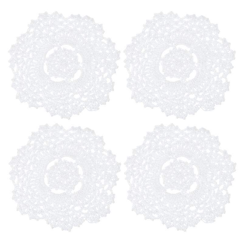 Crochet Doilies, 4 Pcs Handmade Lace Crochet Placemat Coaster, White