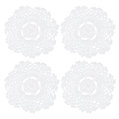Crochet Doilies, 4 Pcs Handmade Lace Crochet Placemat Coaster, White