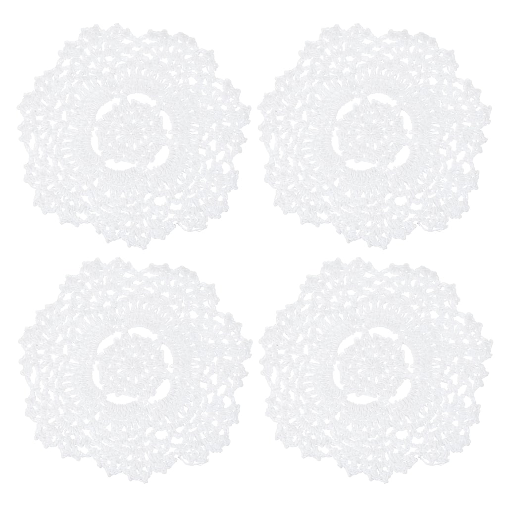 Crochet Doilies, 4 Pcs Handmade Lace Crochet Placemat Coaster, White