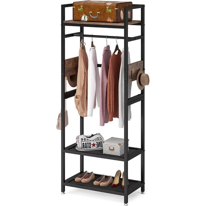 22" Rustic Brown & Black Small Clothes Rack