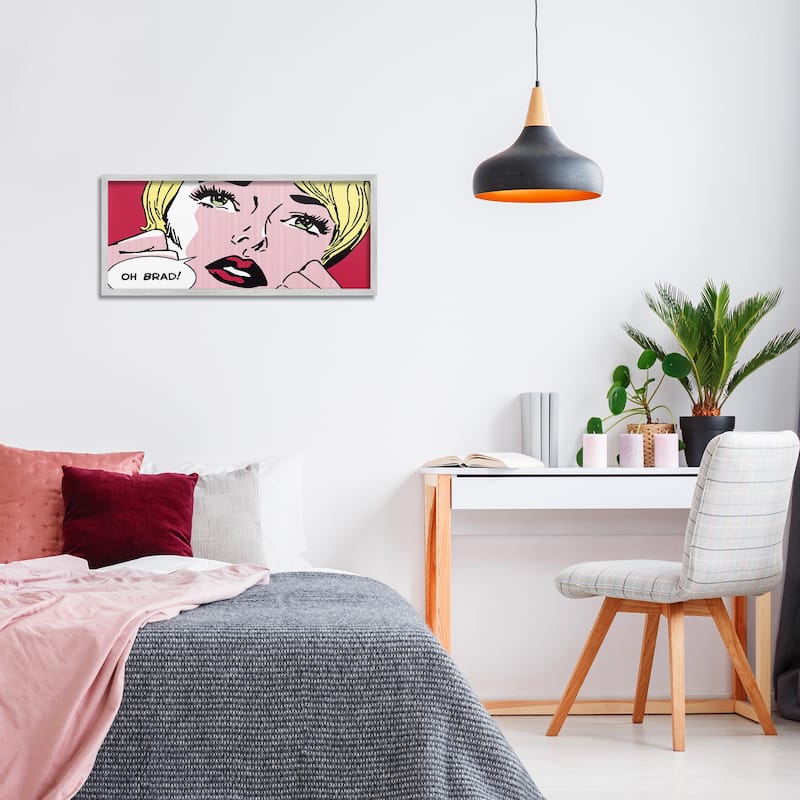 Stupell Iconic Pop Comic Woman Framed Giclee Art Design By Sheila B.