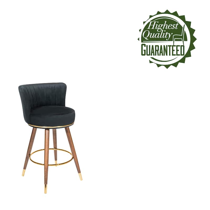 Porthos Home Pedra Swivel Bar Stools Set of 2, Velvet, Rubberwood Legs