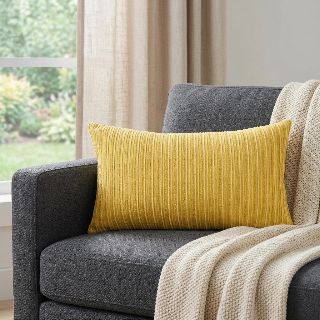 HomeRoots 14" X 14" Yellow Cotton Blend Pillow