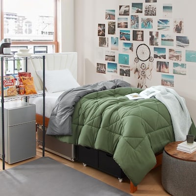 Hero Green/Charcoal Gray Reversible Twin XL Comforter