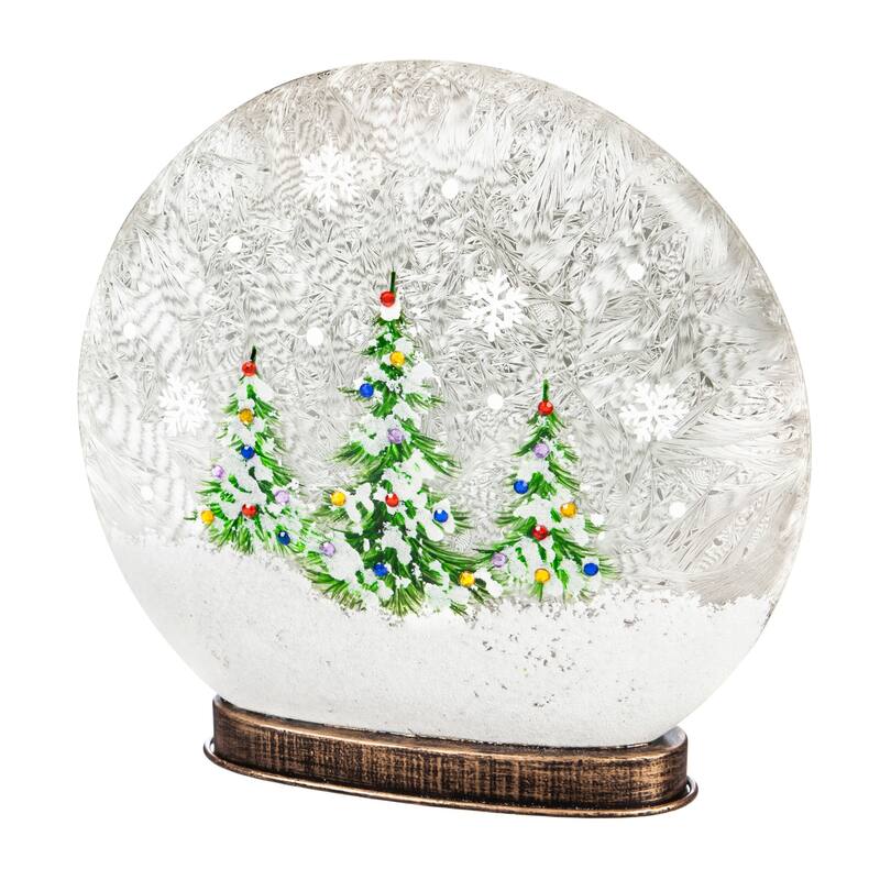 Glass Hand Painted Christmas Trees LED Disc Globe