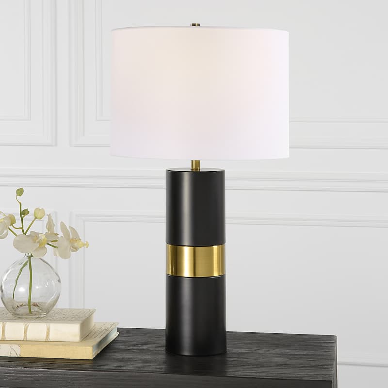 Round Metal Table Lamp - 14"W x 26.5"H x 14"D