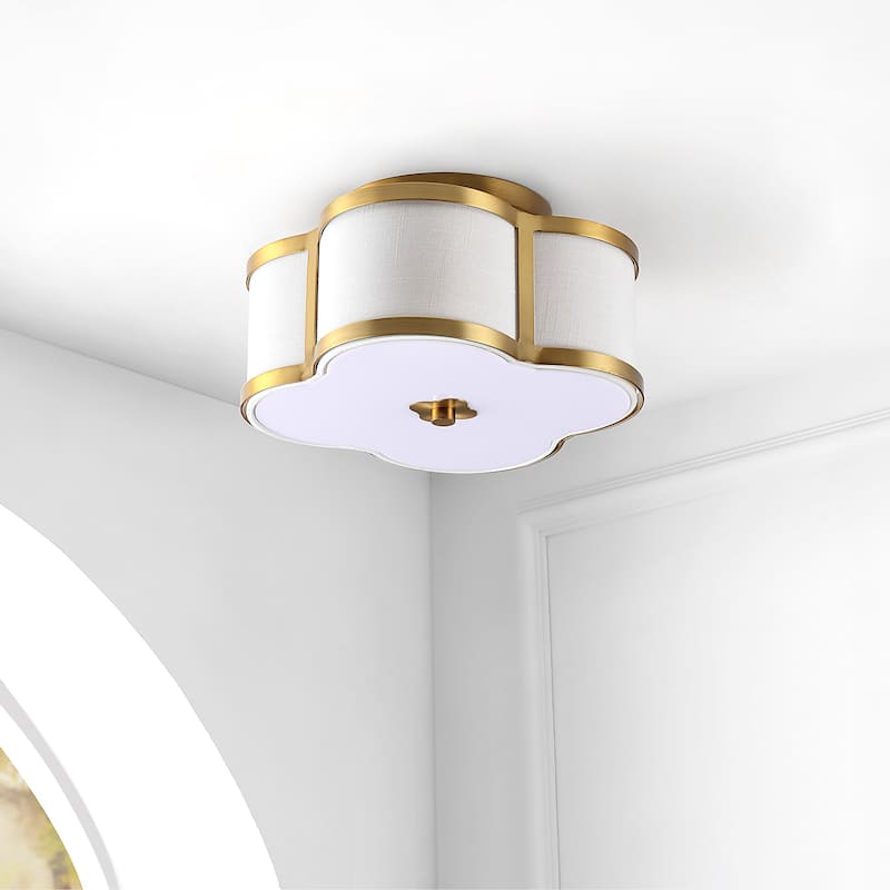 Frank Scalloped Shade Metal Classic Glam LED Flush Mount, by JONATHAN Y