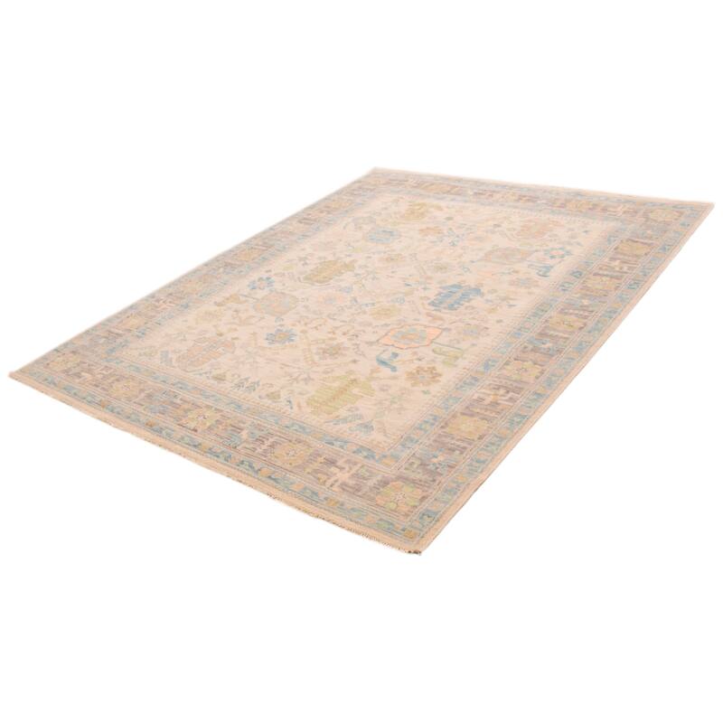 ECARPETGALLERY Hand-knotted Modern Oushak Ivory Wool Rug - 9' 2" x 12' 2"