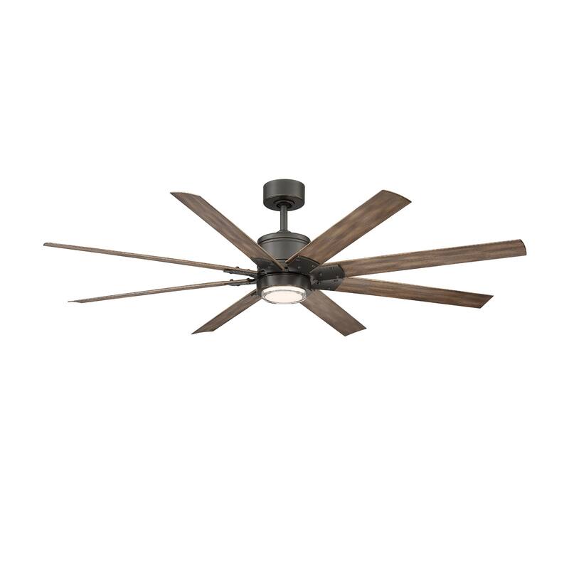 Renegade Indoor and Outdoor 8-Blade Smart Ceiling Fan 52in with 3000K LED Light Kit and Remote Control with Wall Cradle - 52