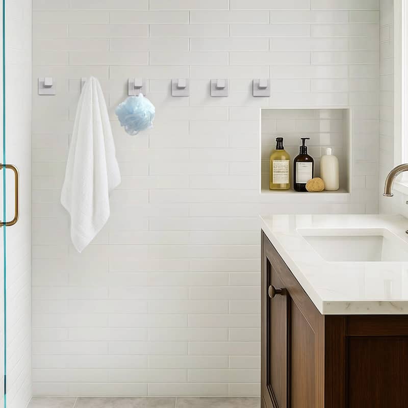 WOWOW J-Hook Wall Mount Robe/Towel Hook 6PCS