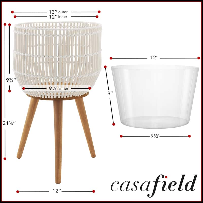 Indoor Planter with Stand Large Rattan Basket for Plants and Flowers