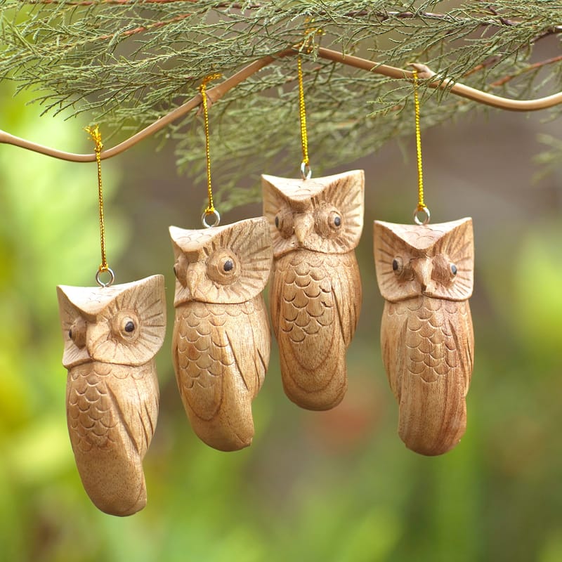 Novica Handmade Winged Sages Wood Ornaments (Set Of 4)