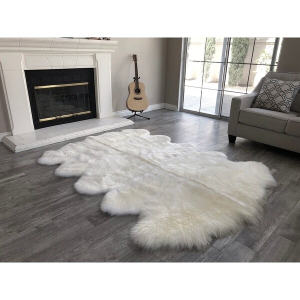 Dynasty Natural 10-pelt Luxury Long Wool Sheepskin Shag Rug. Opens flyout.