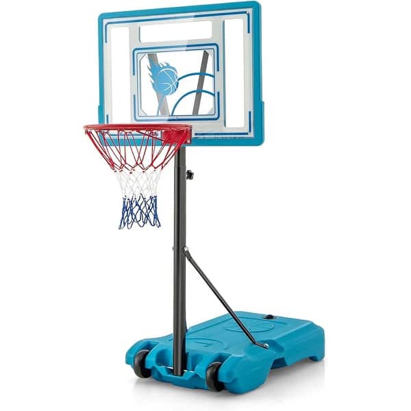 slide 2 of 6, 3.8-4.4 FT Adjustable Poolside Basketball Hoop BasketballGoal System Blue