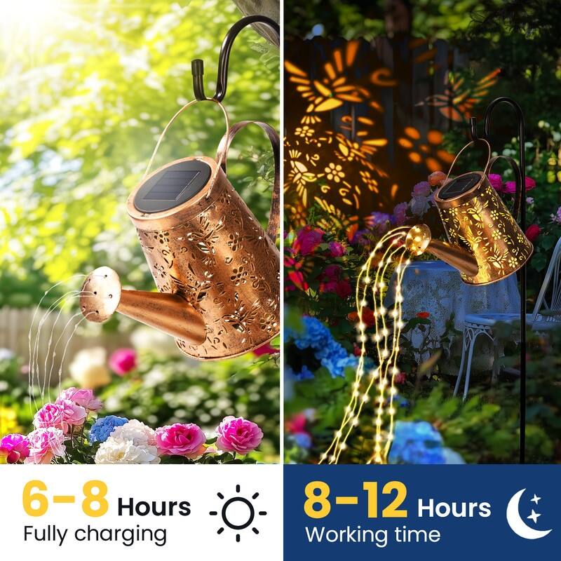 Solar Watering Can with Lights for Outdoor Garden Decor, Waterproof Landscape Lights, 2 Pack