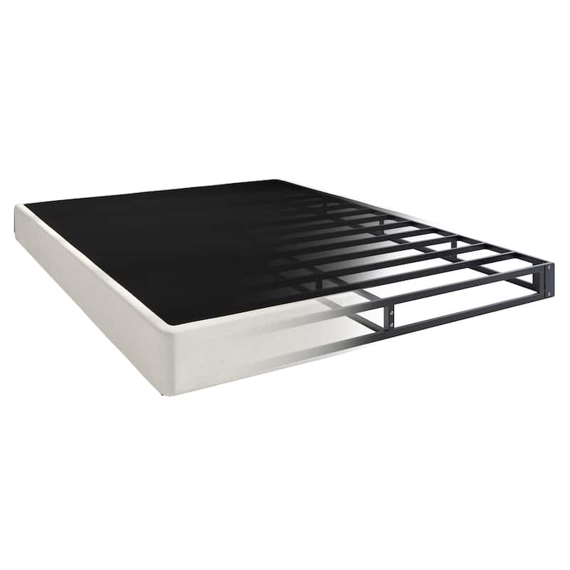 CraftPorch 5-Inch Metal Box Spring with Warm Grey Linen Cover