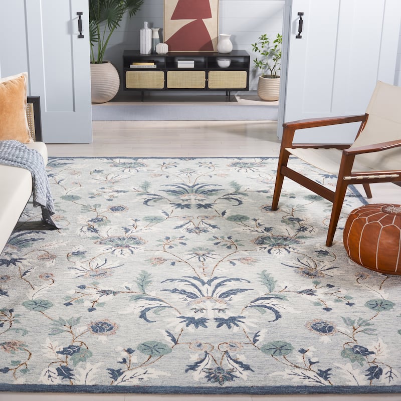 SAFAVIEH Handmade Blossom Caterina Modern & Contemporary Wool Rug - 8' x 10' - Grey/Ivory