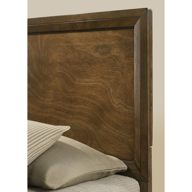 Queen Size Walnut Wooden Panel Bedframe with High Headboard