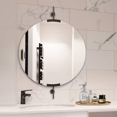 Allan Andrews Wall Mounted Vanity Mirror with Hand Forged Iron Bracket Frame - 42 X 30 X 2
