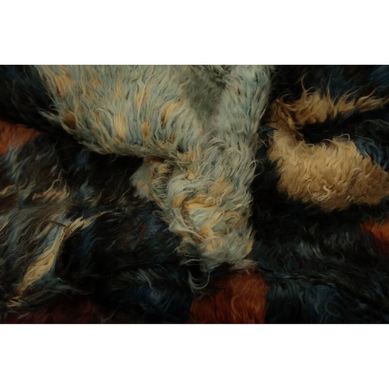 Hand Knotted Oriental 100% Wool Carpet Modern Tribal Multi-Colored Moroccan Area Rug - 9' 10'' X 6' 8''