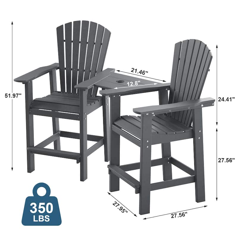 Modern Outdoor Bar Stools Set of 2 or 4 - with Ergonomic Adirondack Design, Durable HDPE Construction & Weather-Resistant