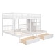 preview thumbnail 5 of 38, Full Over Twin & Twin Bunk Bed wGuardrails Wood Triple Bunk Bed, Low Platform Bed wBedend Drawer Space-saving Symmetrical Bed
