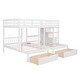 preview thumbnail 8 of 9, Full Over Twin & Twin Bunk Bed with Drawers, Triple Bunk Bed with Guardrails, Pine Wooden Bed with Staircase, White