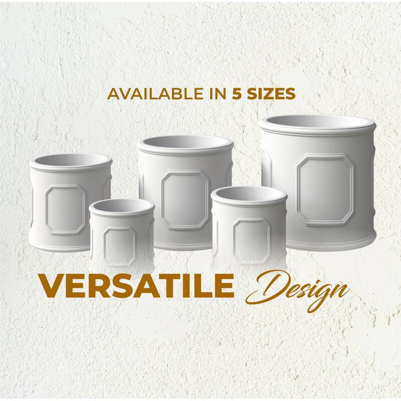 Meadow Classic Round Fiberstone and MGO Clay Planter with Drainage for Indoor Outdoor Home Office Yard Patio Fully Assembled