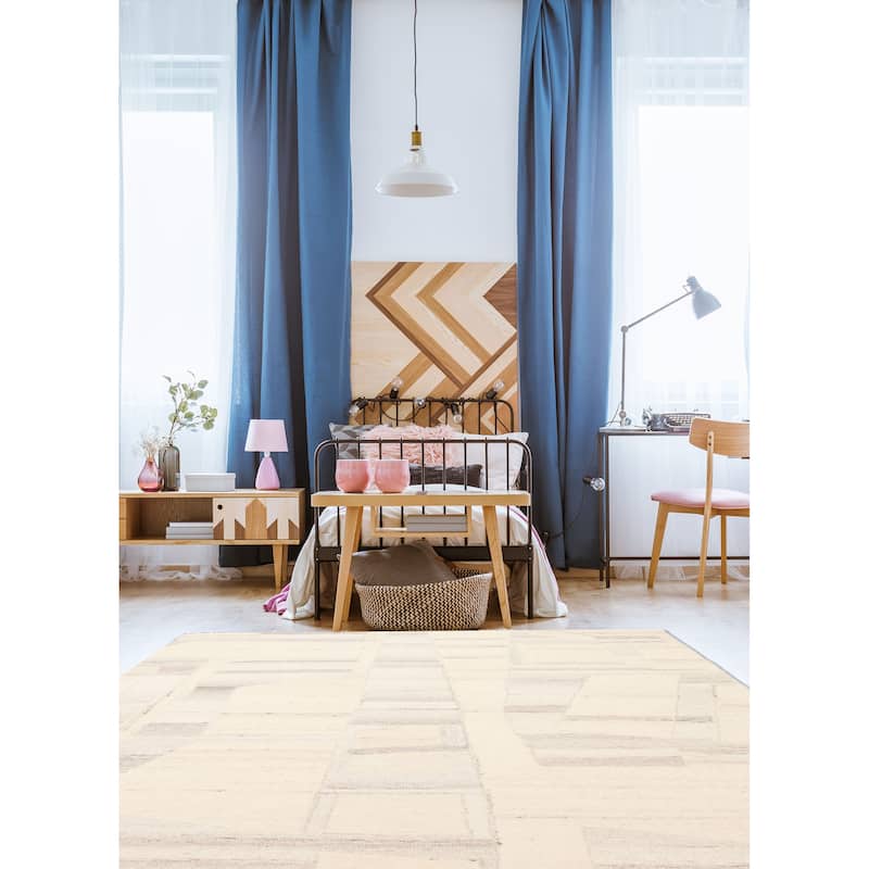 ECARPETGALLERY Hand Tufted Timeless Cream Wool Rug - 5'1 x 8'0