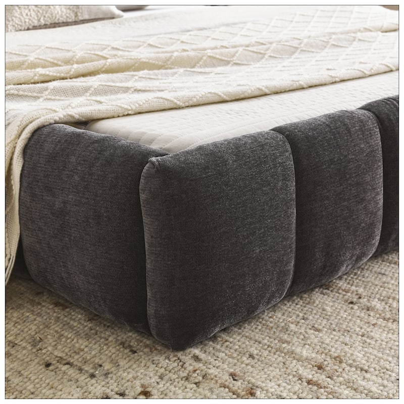 Queen Size Upholstered Bed Frame with Thick Fabric