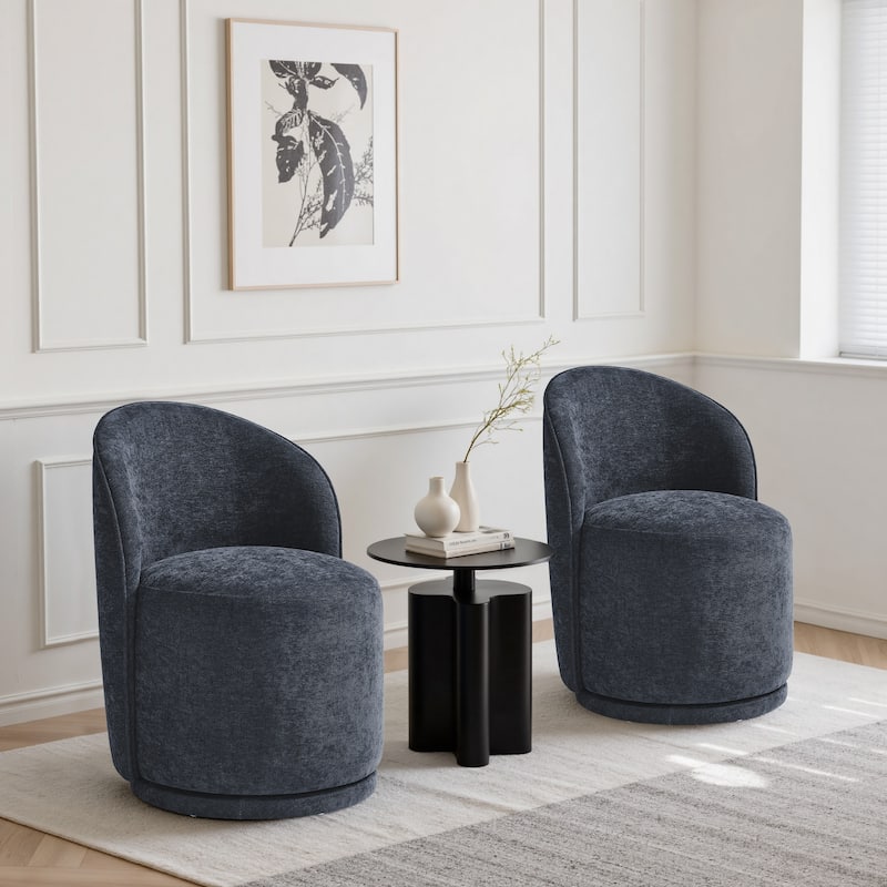 UIXE 2 Set Modern Upholstered Swivel Armless Side Dining Chairs