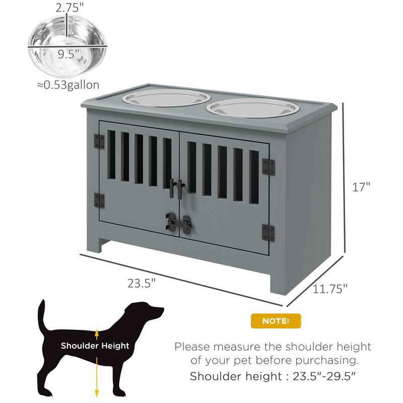 PawHut Large Elevated Dog Bowls with Storage Cabinet Containing 37L Capacity, Pet Food Bowl Dog Feeding Station
