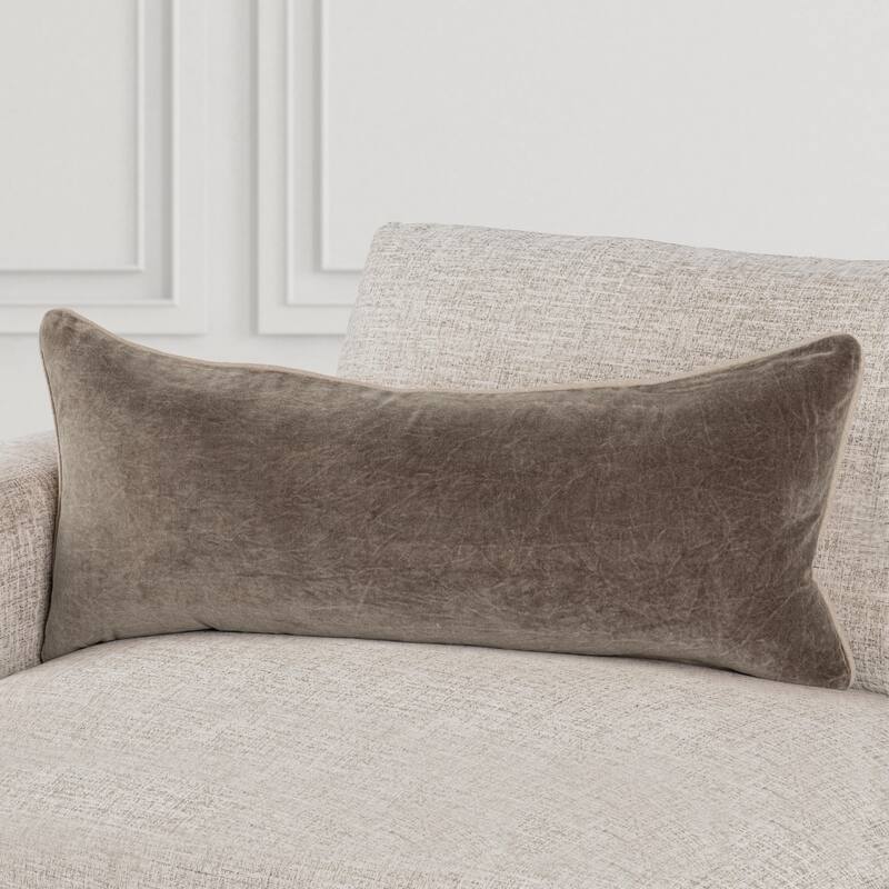 Villa by Classic Home Harriet Velvet Throw Pillow - 16x36 - Brown