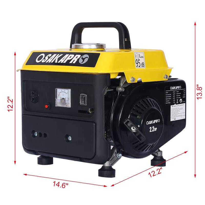 Ultra Lightweight Gas-Powered 2-Stroke Recoil Start 900-Watt Portable Generator with 71 CC Air-Cooled OHV Gas Engine