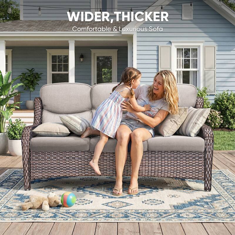 Pocassy Outdoor Fire Pit Sofa Swivel Chairs Ottoman Conversation Set