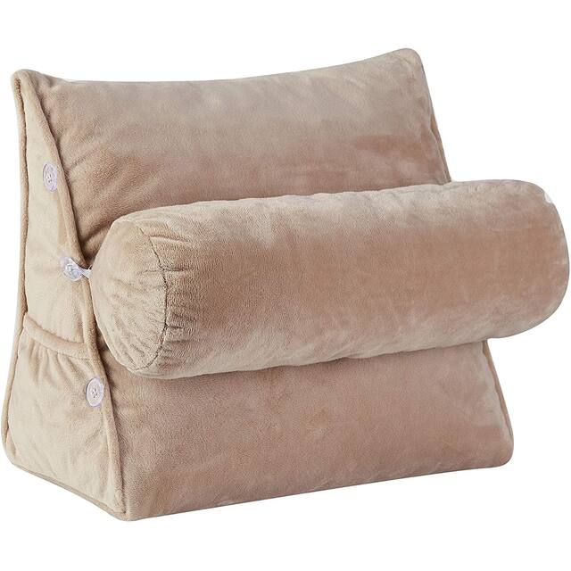 Cheer Collection Wedge Shaped Support Pillow and Bed Rest Cushion for Reading, Gaming, Watching - with Adjustable Neck Pillow