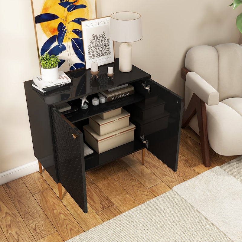 Hexagonal Pattern 2-door Storage Cabinet Buffet Cabinet Sideboard