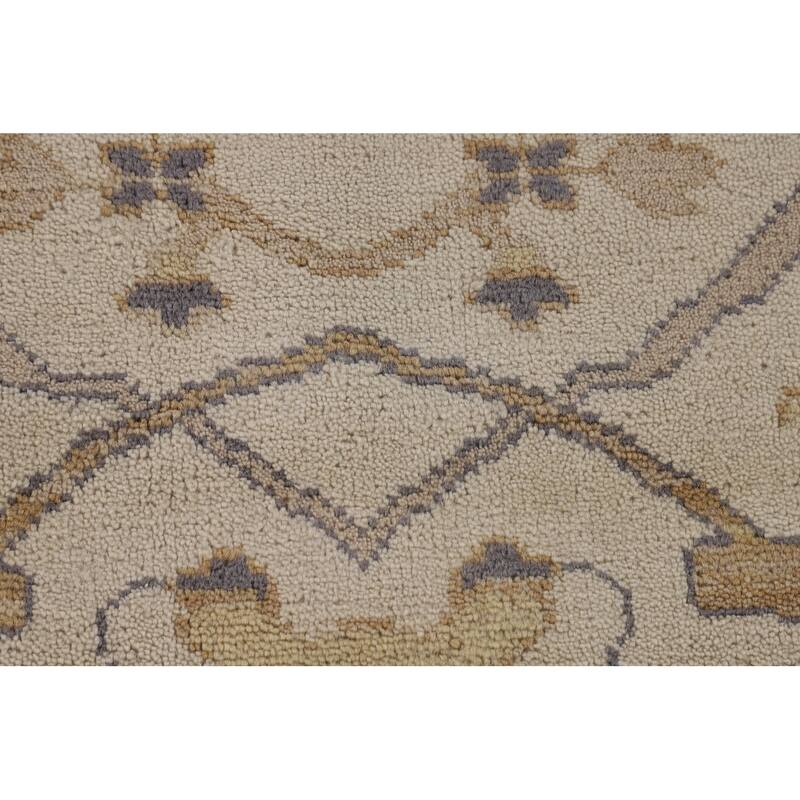 Beige Oushak Oriental Area Rug Handmade Oriental Wool Carpet - 8'1"x 9'10"