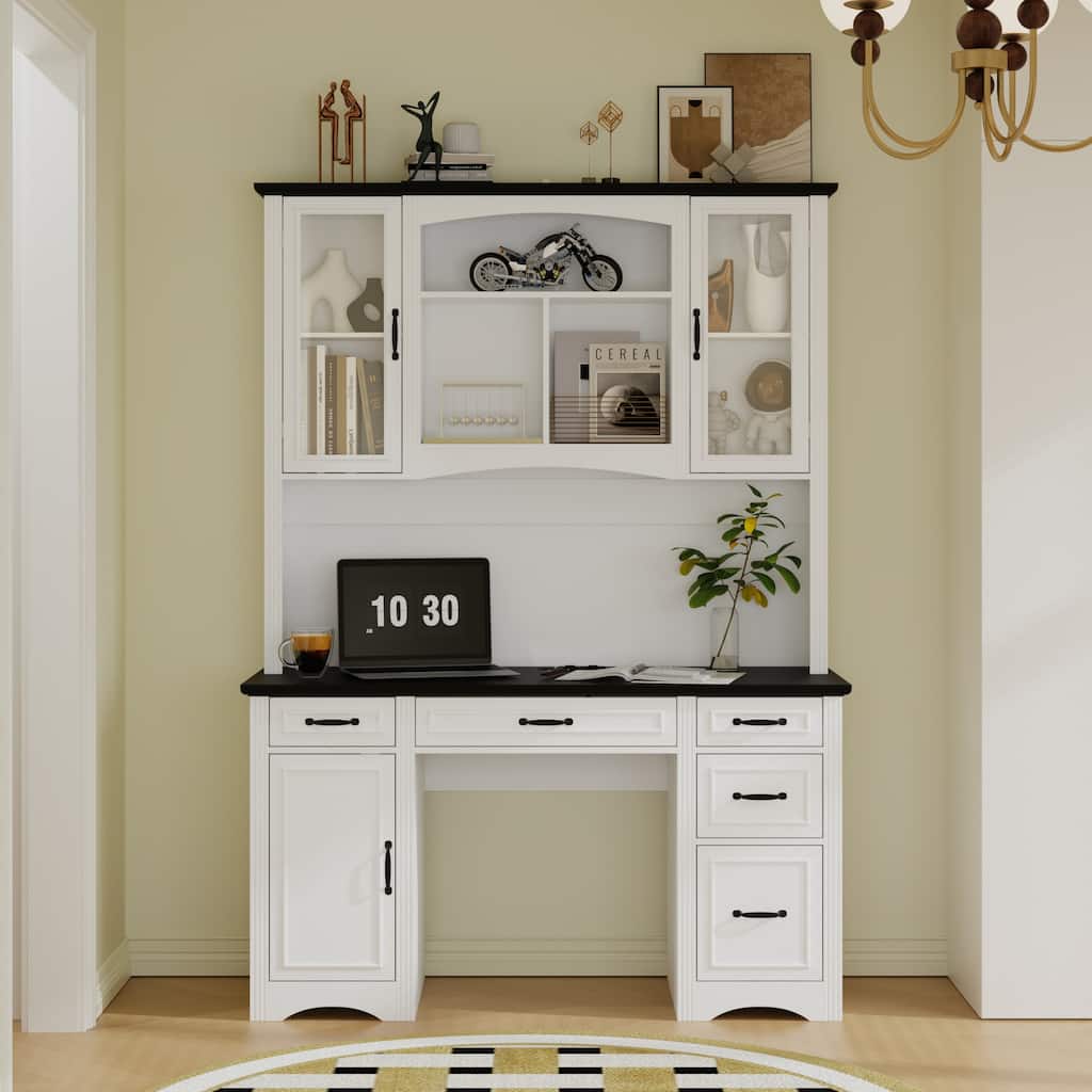 Executive Desk Computer Desk with Hutch Charging Station Workstation