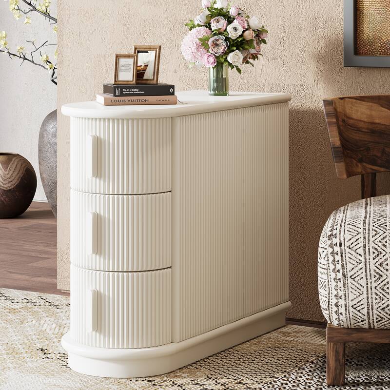 Solid Wood Side End Table with Drawers for Living Room