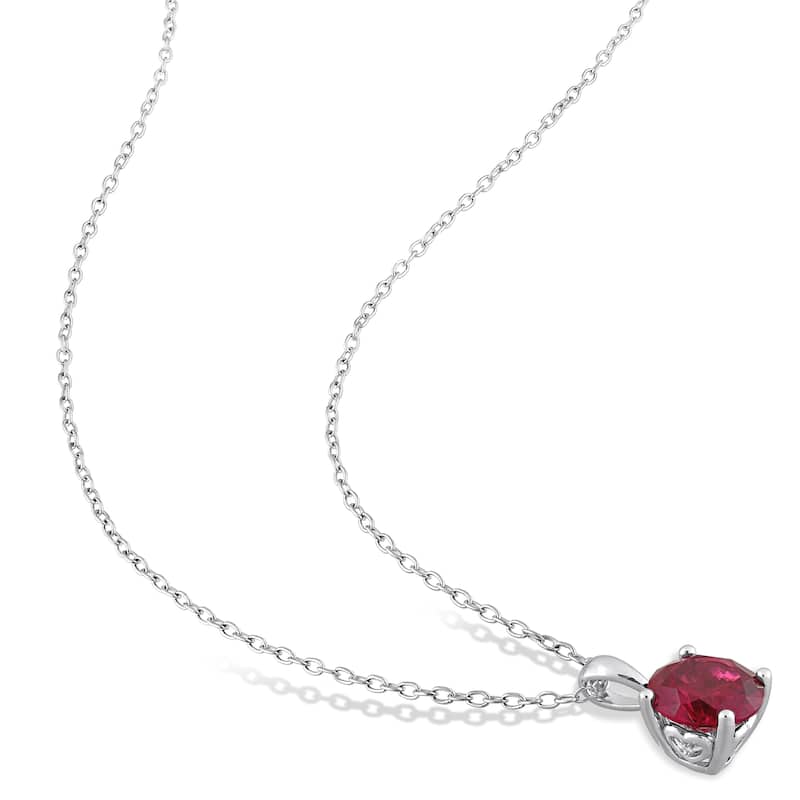 Miadora Gemstone Birthstone Earrings and Necklace Set Sterling Silver